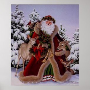 Stanta Claus and the Forest Scene Poster