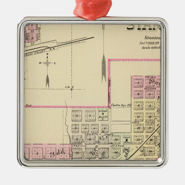Stanton and Pilger, Nebraska Metal Tree Decoration (Front)
