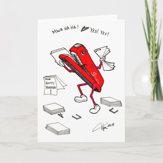 Stapler in a Paper Warehouse birthday card (Front)