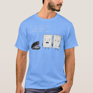 Stapler Punch Groom Bride Ring Marriage Funny Pape T-Shirt