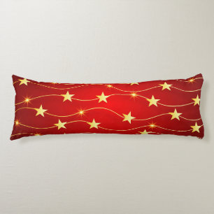 Star Adorned Ruby Red Pattern Body Cushion