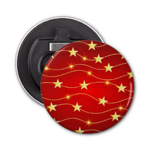 Star Adorned Ruby Red Pattern Bottle Opener