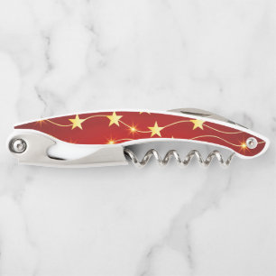 Star Adorned Ruby Red Pattern  Corkscrew