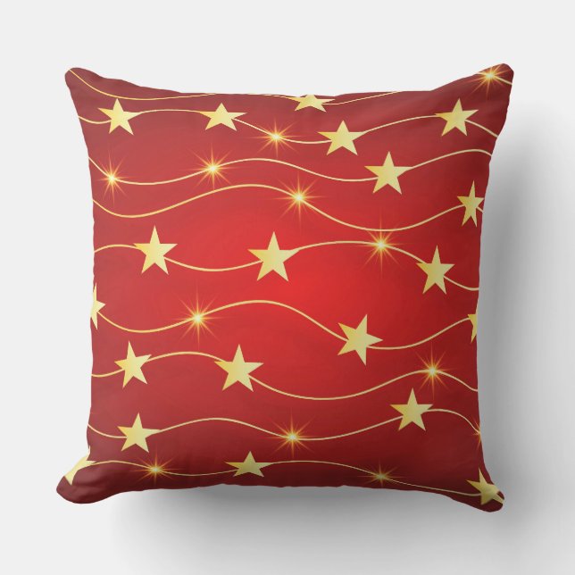 Star Adorned Ruby Red Pattern  Cushion (Front)