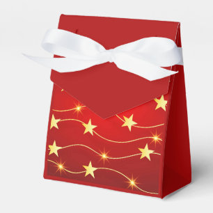 Star Adorned Ruby Red Pattern Favour Box