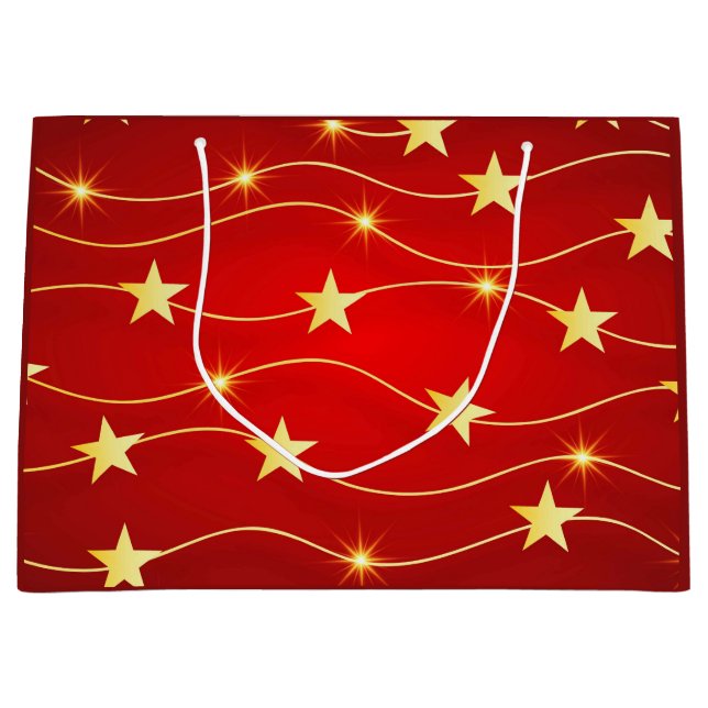 Star Adorned Ruby Red Pattern  Large Gift Bag (Front)
