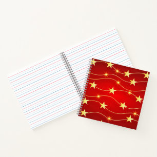 Star Adorned Ruby Red Pattern Notebook