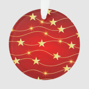 Star Adorned Ruby Red Pattern  Ornament