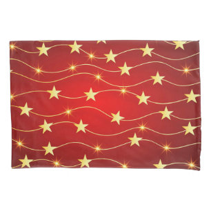 Star Adorned Ruby Red Pattern Pillowcase