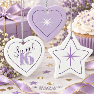Star and Border Sweet 16 Violet ID1333 Ceramic Tree Decoration