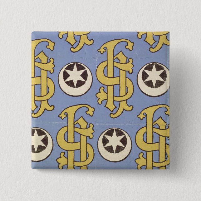 Star and Clef ecclesiastical wallpaper design 15 Cm Square Badge (Front)