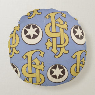 Star and Clef ecclesiastical wallpaper design Round Cushion