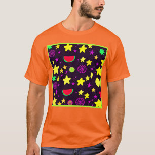Star And Fruits Colourful Pattern T-Shirt