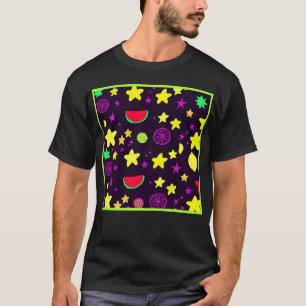 Star And Fruits Colourful Pattern T-Shirt