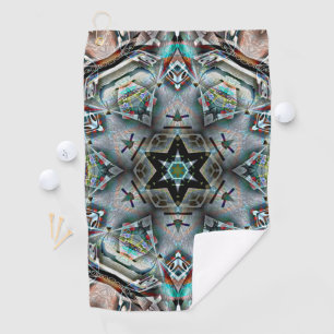 Star and hexagon kaleidoscope with light texture golf towel