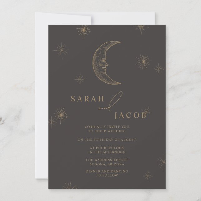 Star and Moon Celestial Wedding Invitation (Front)