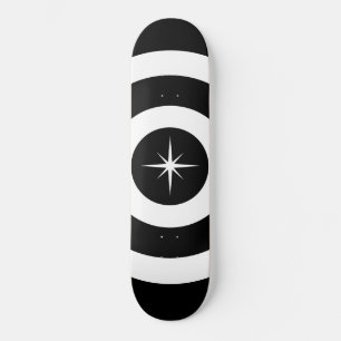 Star and waves in black and white skateboard