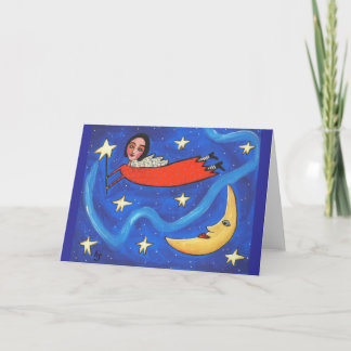 Star Angel & Moon - greeting card / notecard