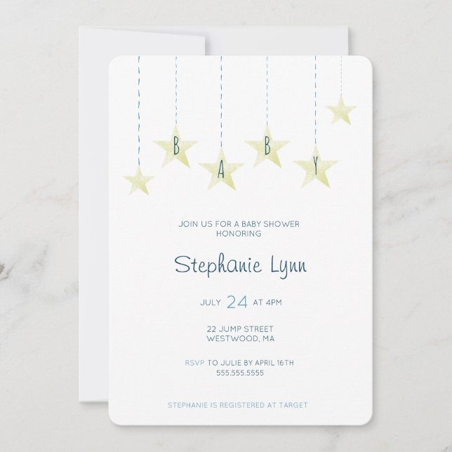 Star Baby Shower Invitation (Front)