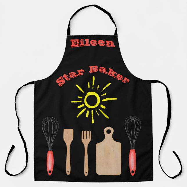 Star Baker with editable name and images Apron (Front)