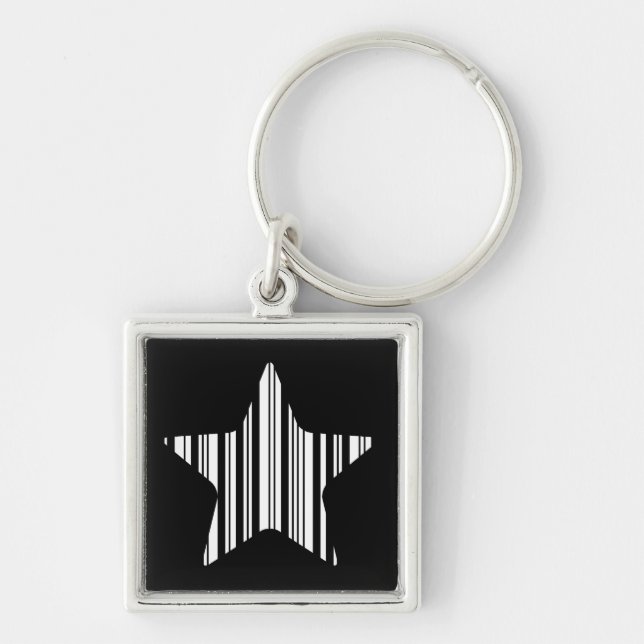 STAR BAR CODE Stellar Barcode Pattern Design Key Ring (Front)