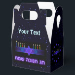 Star Bar Menorah<br><div class="desc">A purple and blue fractal image, with a Magen David (Star of David), in the middle, as a Chanukkah menorah. The candles have been lit. "Chag Chanukkah Sameach" (Happy Chanukkah) appears in glowing text. You may add your own additional text. Everything is superimposed on a starry background.</div>
