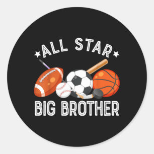 Star Big Brother Of The Birthday Basball Soccer Classic Round Sticker