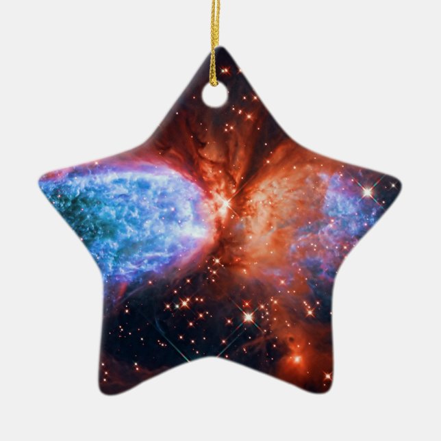 Star Birth in Constellation Cygnus, The Swan Ceramic Tree Decoration (Front)