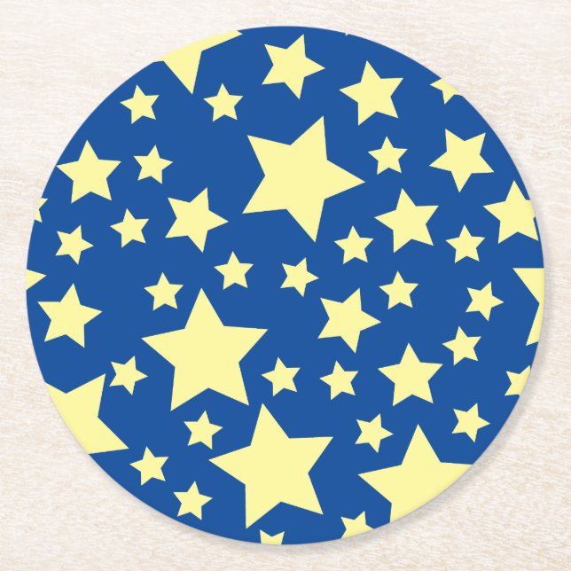 Star Birthday Party Round Paper Coaster (Front)