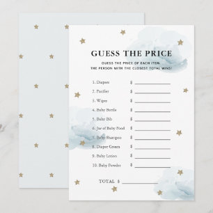 Star & Blue Cloud Guess the Price Baby Shower Game Invitation