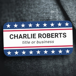 Star border red stripes blue white patriotic name tag