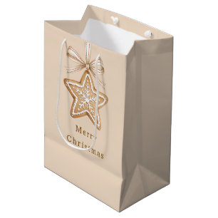 Star Bows Cream Christmas Medium Gift Bag