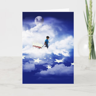 Star Boy with Little Red Wagon Card