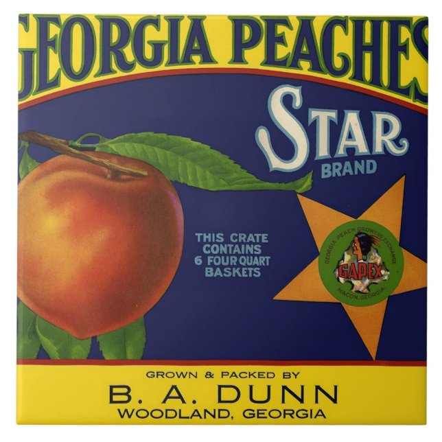 Star Brand Peach Crate Label Tile (Front)