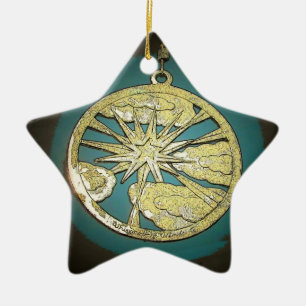 Star break through clouds ceramic tree decoration