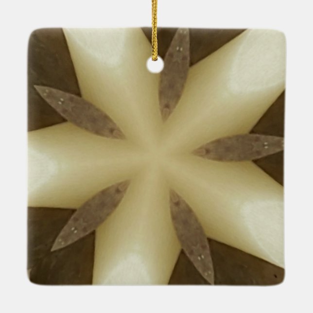 Star Brown White Rustic Design Colours Ceramic Ornament (Back)