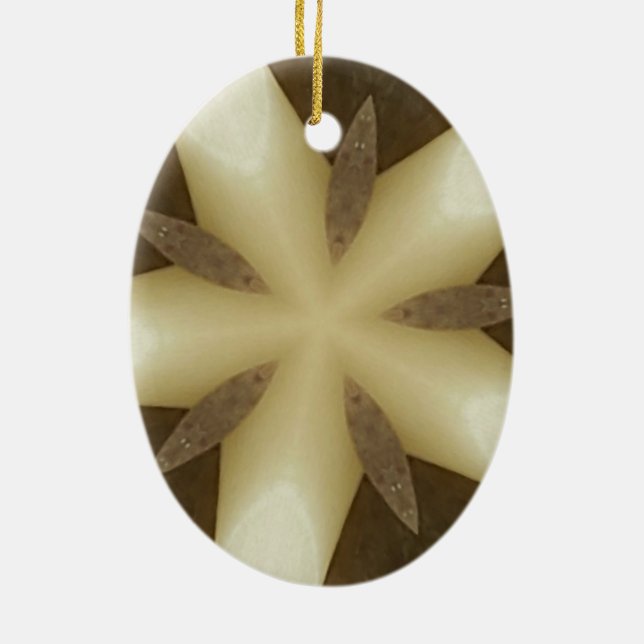 Star Brown White Rustic Design Colours Ceramic Tree Decoration (Back)