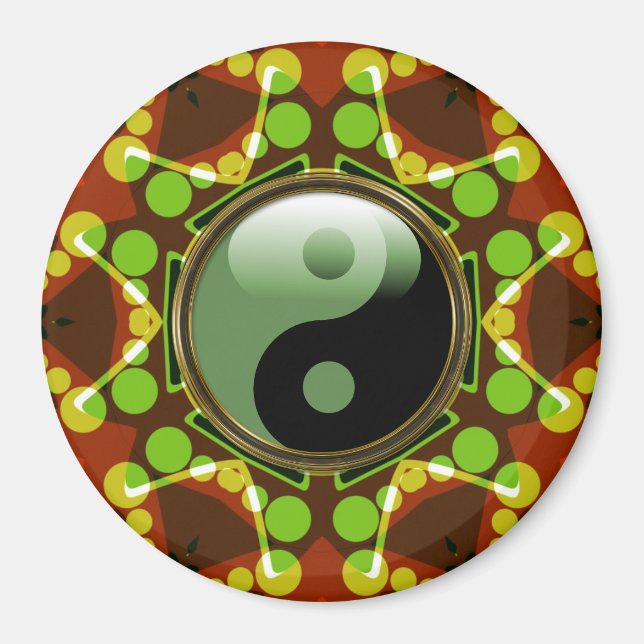 Star Bubbles New Age Green Yin Yang Magnet (Front)