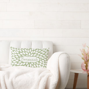 Star Burst Flower Fern Green Personalised Pillow