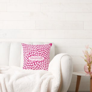 Star Burst Flower Girly Swirly Fuchsia Pillow