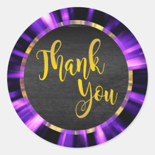 Star Burst Gold Thank You Classic Round Sticker