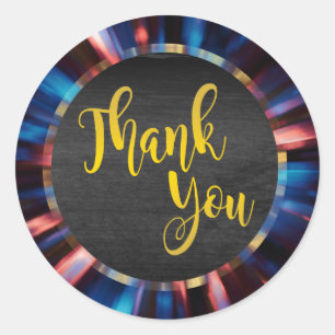 Star Burst Gold Thank You Classic Round Sticker