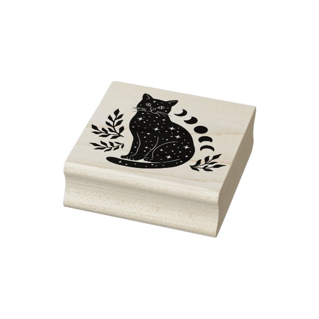 Star Cat And Moon Phases Rubber Stamp (Stamp)