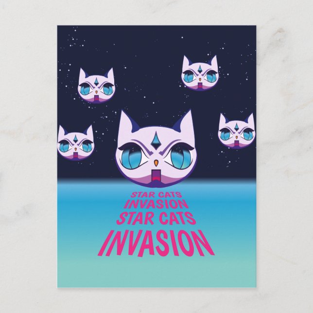 Star Cats invasion Postcard (Front)