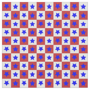 Star Check in Red, Whtie, and Blue Fabric