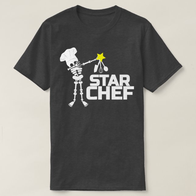 Star Chef Cook Skeleton Stars Kitchen Gift  T-Shirt (Design Front)