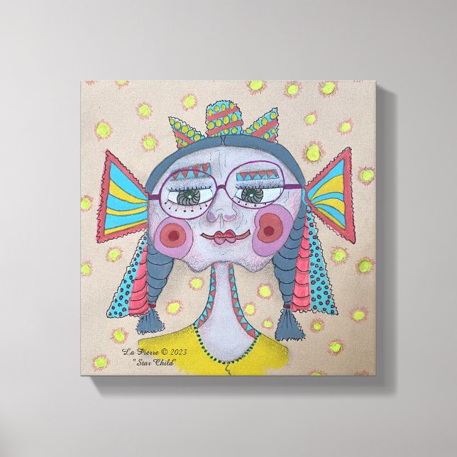 "Star Child" Whimsical Face Canvas Print (Front)