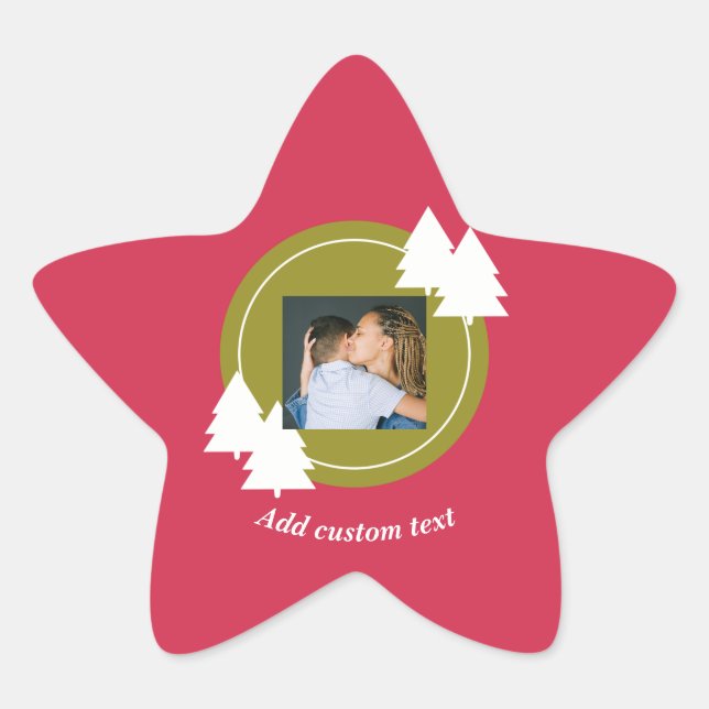 star christmas red customisable photo sticker (Front)