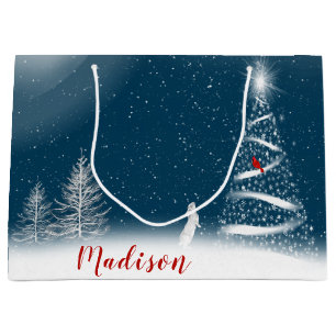 Star Christmas Tree and Bunny Large Gift Bag