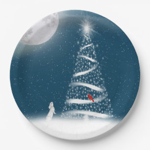 Star Christmas Tree and Moon Paper Plate